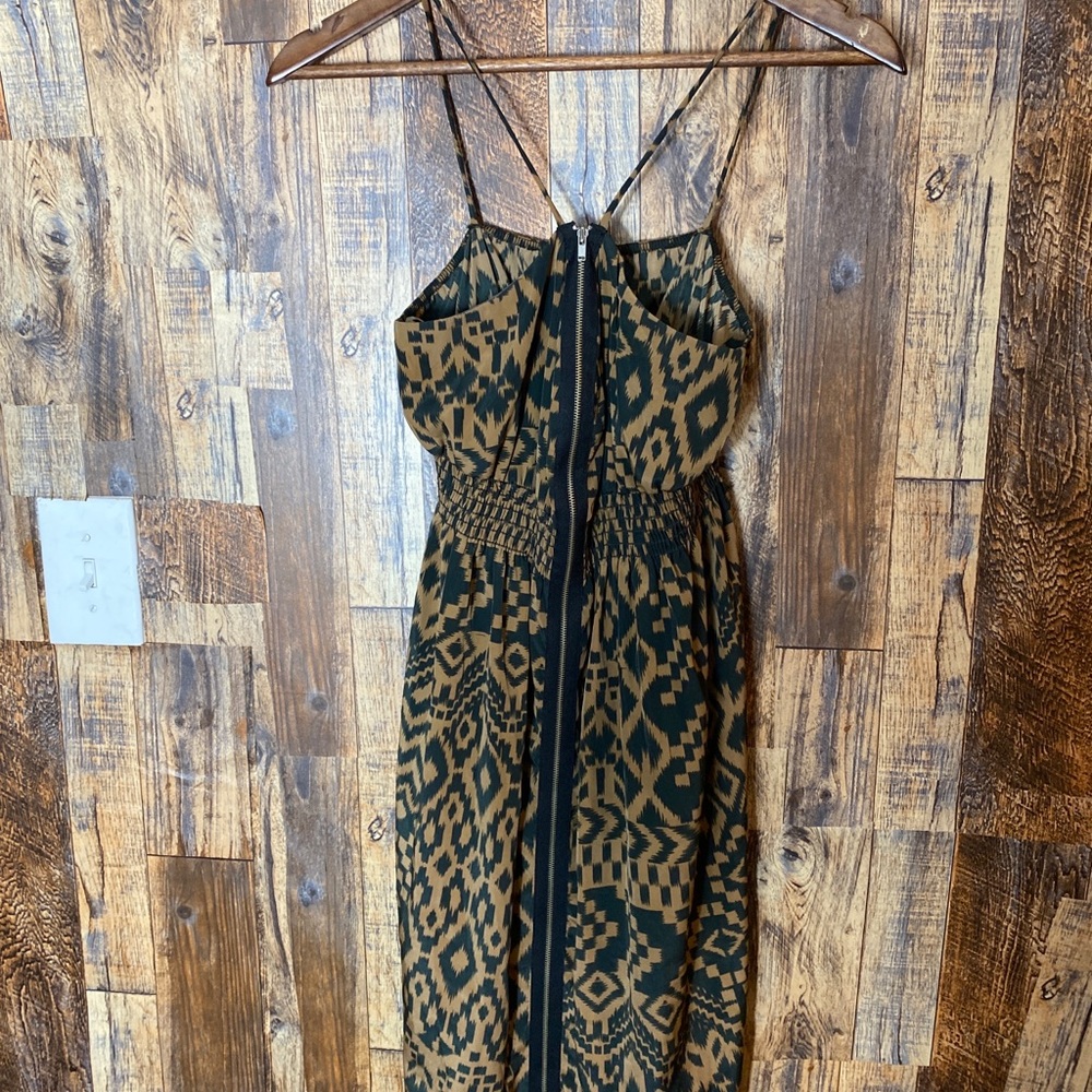 Hello Miss Women's Dress Zipper Top To Bottom  strapless summer dress brown